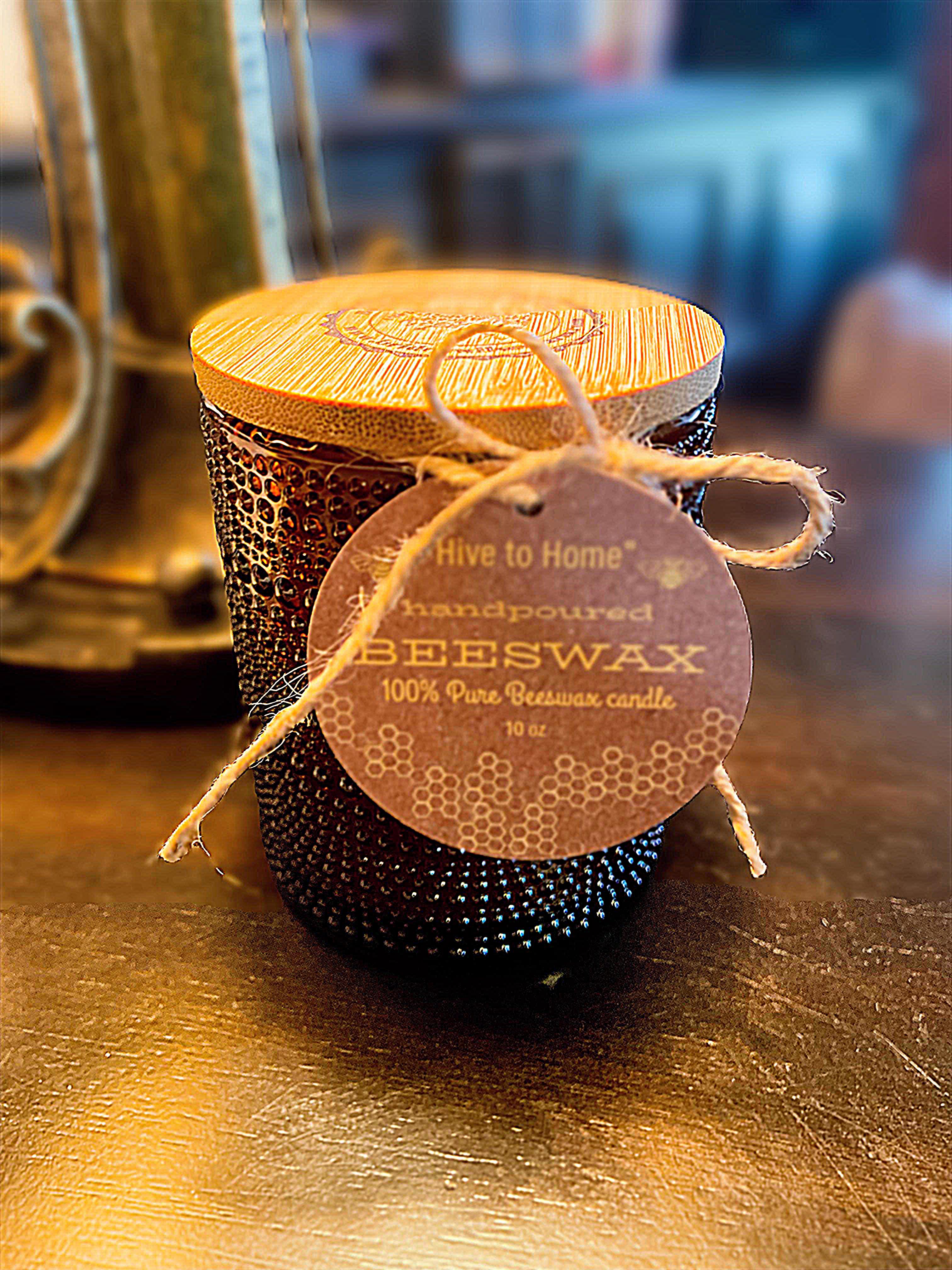 Elegant "Hive to Home" 100% Pure Beeswax Candle