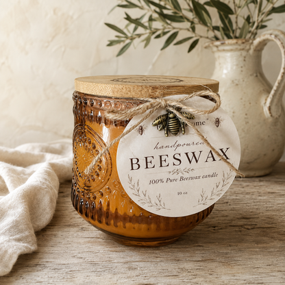 Antique Amber Elegant "Hive to Home" 100% Pure Beeswax Candle
