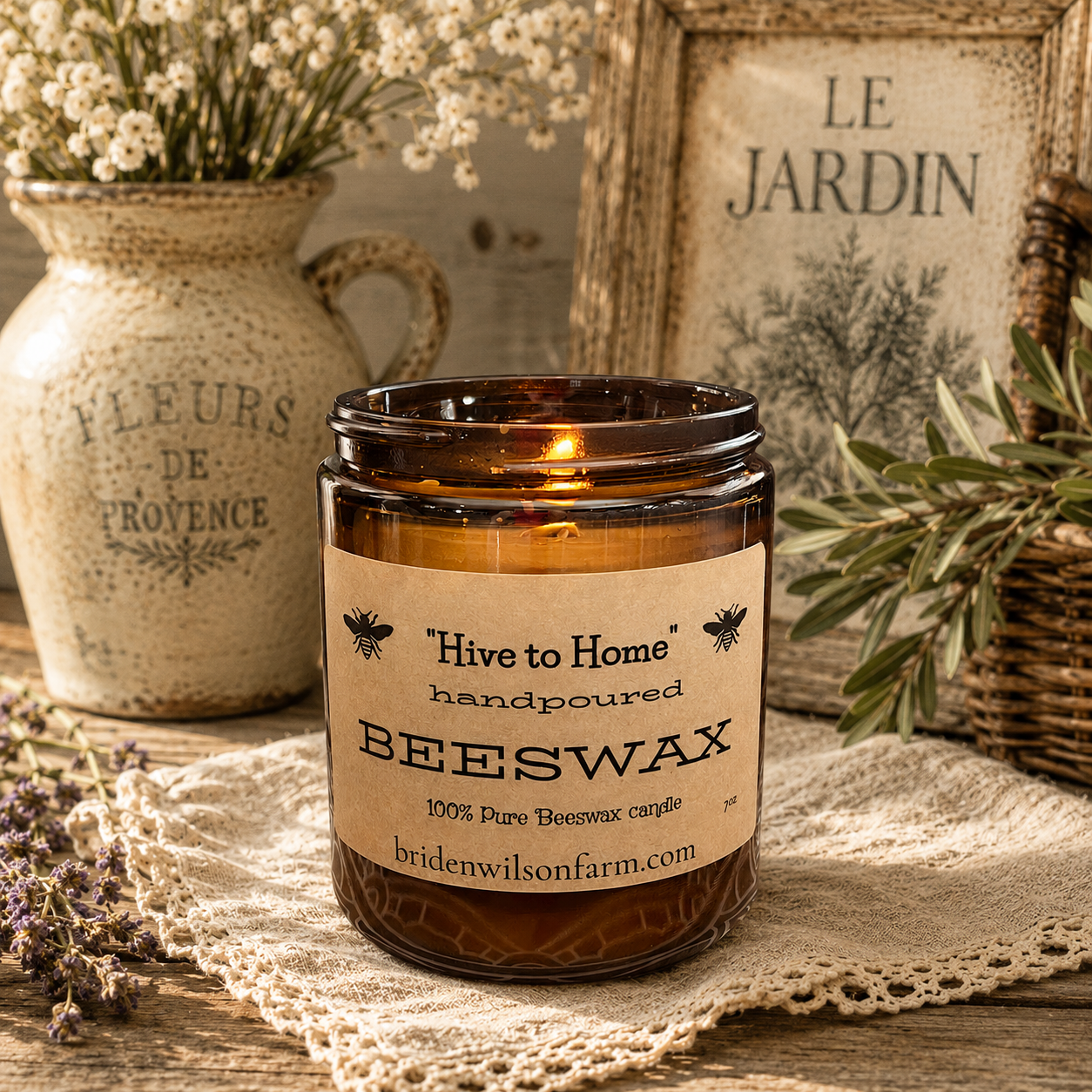 100% Pure Beeswax Candle | Natural Air Purifier &amp; Wood Wick