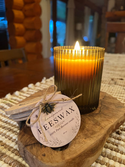 Olive Green Elegant Candle " Hive to Home 100% Beeswax Candle