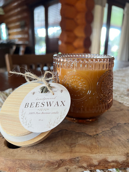 Antique Amber Elegant "Hive to Home" 100% Pure Beeswax Candle
