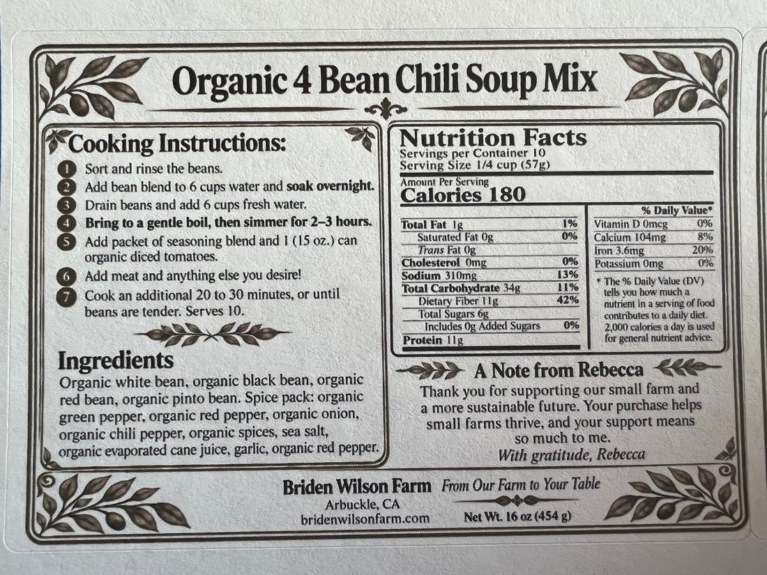 Organic 4 Bean Chili Soup Mix