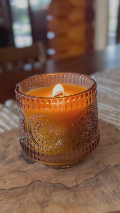 Antique Amber Elegant "Hive to Home" 100% Pure Beeswax Candle